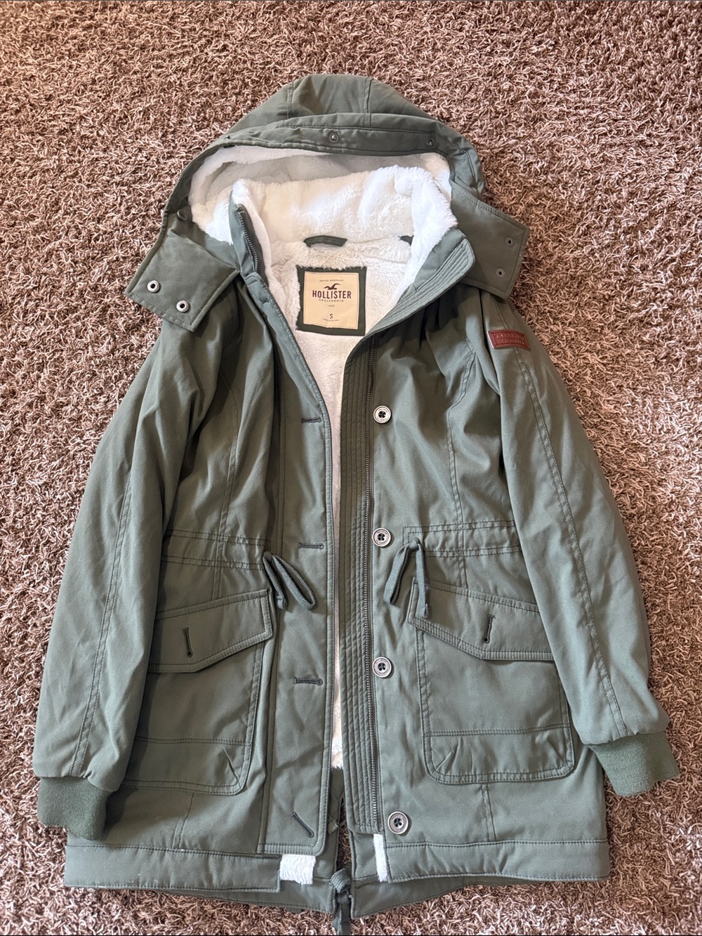 Hollister Olive Green Sherpa-Lined Field Parka